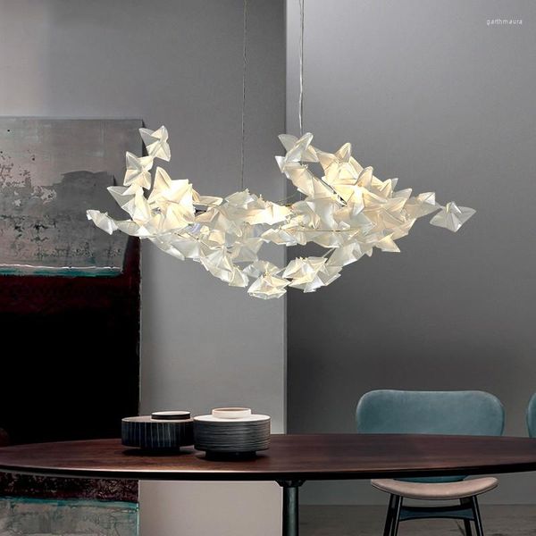 Lustres LED Art Creative Postmodern White Living Dining Island Hanging Restaurant Bar Lobby Luminárias Lamp Pendant Lights