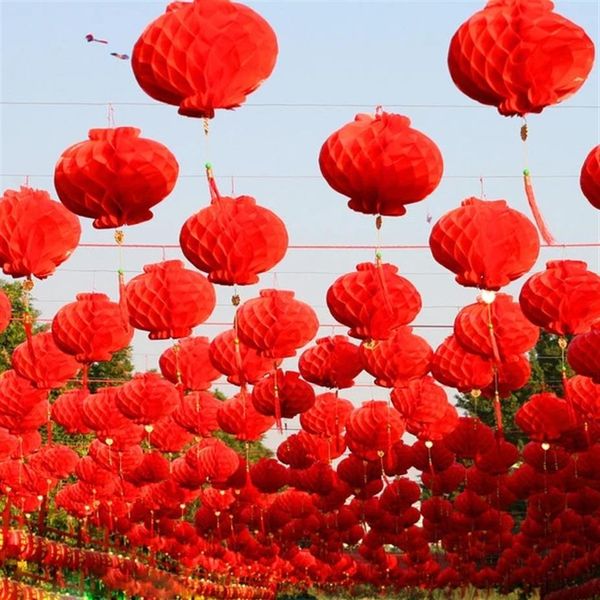 Lanterna de papel vermelha chinesa tradicional de 6 polegadas para decoração de natal de ano novo pendurar lanternas de festival à prova d'água 198I