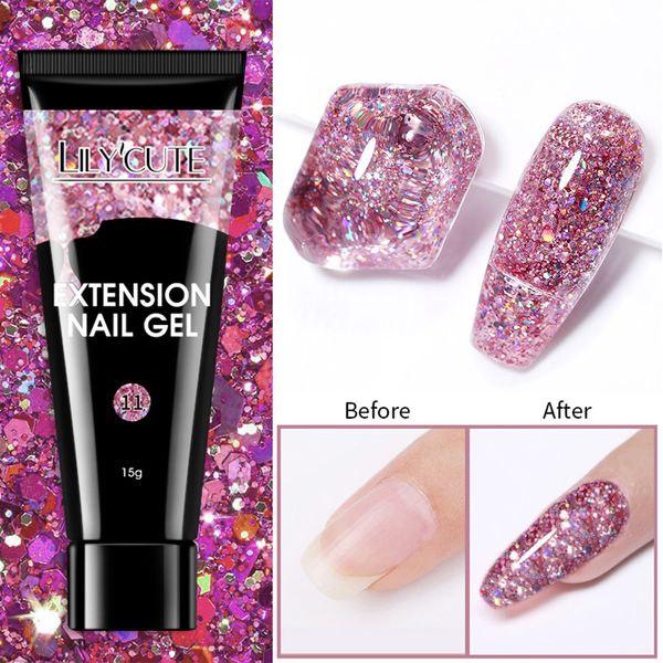 8ml Glitter Extension Gel UV Smalto per unghie Soluzione antiscivolo semipermanente Liquid Quick Extension Finger Nail Art Design