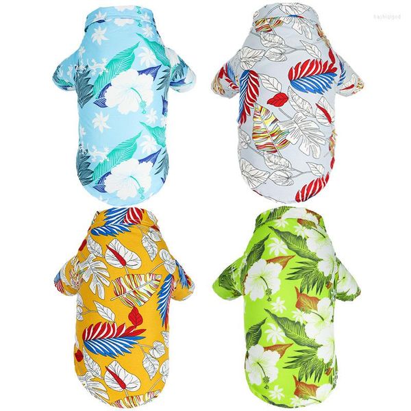 Vestuário para cães Hawaiian Wind Pet Shirt Roupas para cachorros Roupas para praia Seção fina respirável de roupas Suprimentos Atacado