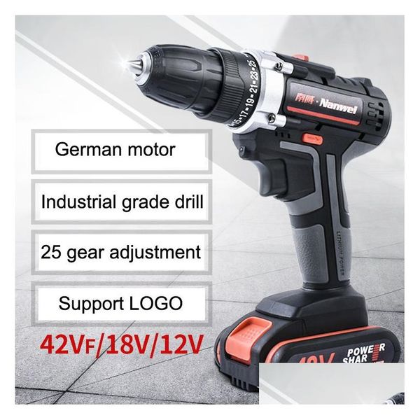 Elektrische Bohrmaschine 2 Geschwindigkeiten Akkuschrauber 21 V 18 V 12 V Lithium-Batterie Mini Power Tool Drop Lieferung Hause garten Werkzeuge Dh7Uy