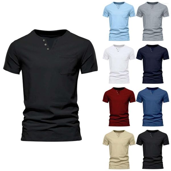 Erkek Tişörtler Erkekler Gömlek Erkekler Tee Moda İlkbahar ve Yaz Kırmık Kısa Kollu V Boyun Katı Terlik Kaymak
