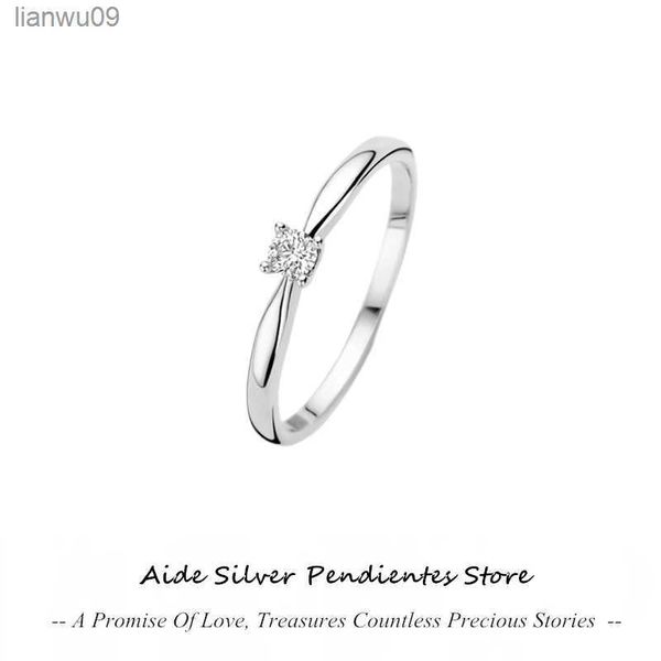 AIDE 925 Sterling Silber Farbe Finger Ring Klassische Fourprong Zirkonia frauen Ringe Weibliche Hochzeit Mode Schmuck Großhandel L230704