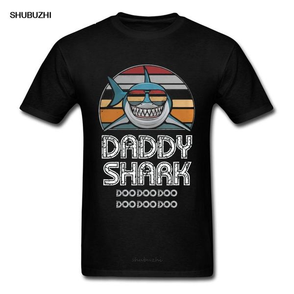 Тренч День отца Футболка Мужская футболка с надписью Daddy Shark Футболка Doo Gift Футболки Ретро Мультфильм Плюс Размер Графическая футболка Хлопковая забавная футболка