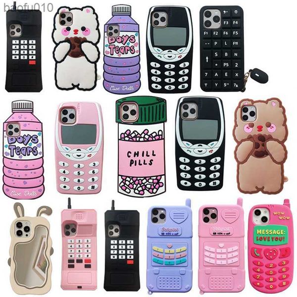 Para iPhone 14 Plus 6 6s SE 3D Cartoon Cute Animal Silicone Cover For iPhone 13 12 11 Pro XS Max 7 8 X XR Phone Case Fundas Coque L230619