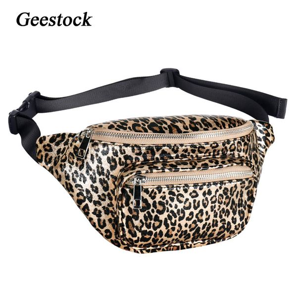 Bolsas de cintura Geestock Mulheres Leopard Fanny Packs Fashion Couro PU Bumbag Belt Bag Pack com Ajustável para Rave Travel Party 230713