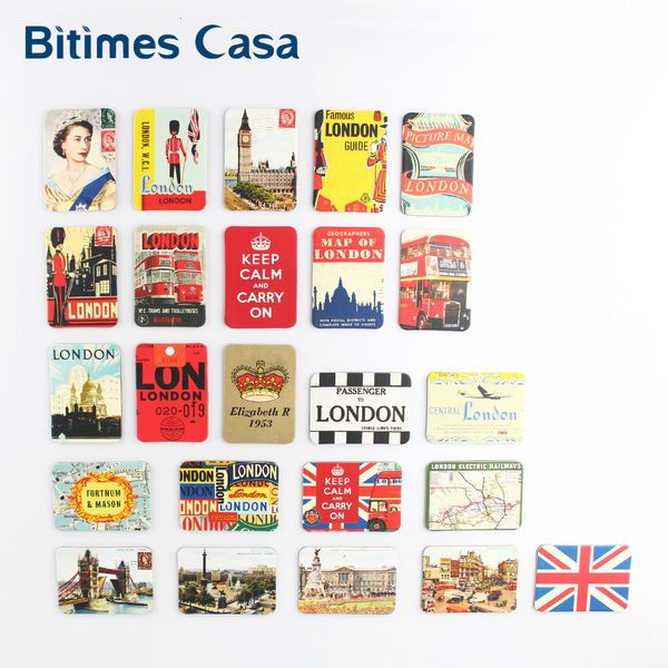 Ímãs de geladeira 24 peças Ímãs de geladeira de geladeira Reino Unido Inglaterra London Tower Bridge Conjunto de decoração para casa Viagem Souvenir Queen Adesivos magnéticos 230714