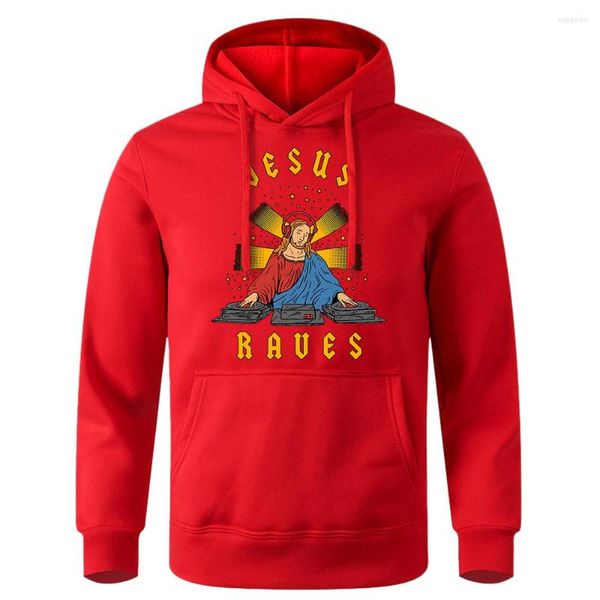 Herren Hoodies Jesus Raves Pate Djing Musik Druck Hoody Männer Casual Mode Hoodie Grafik Lustiger Mann Straße Harajuku Sweatshirt