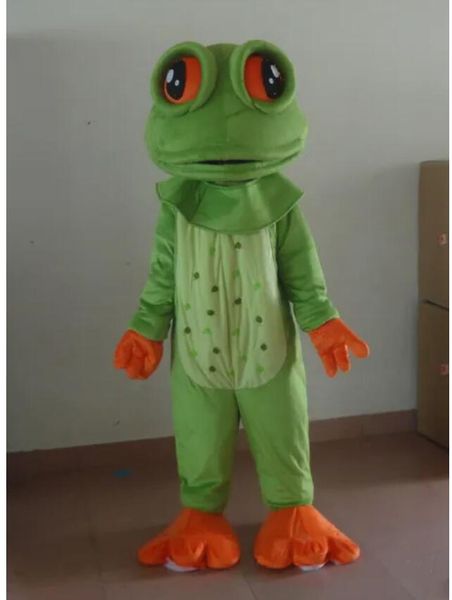 Costume professionale della mascotte della rana degli occhi grandi personalizzati rana verde del fumetto Vestiti del personaggio Festa di Halloween Vestito operato dal partito