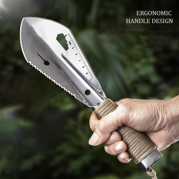 Spade Pala Pala da giardino in acciaio inox Vanga Multi attrezzo Diserbatrice con chiave esagonale a dente di sega Righello Cazzuola da scavo Coltello Lancia Bonsai da giardino 230714