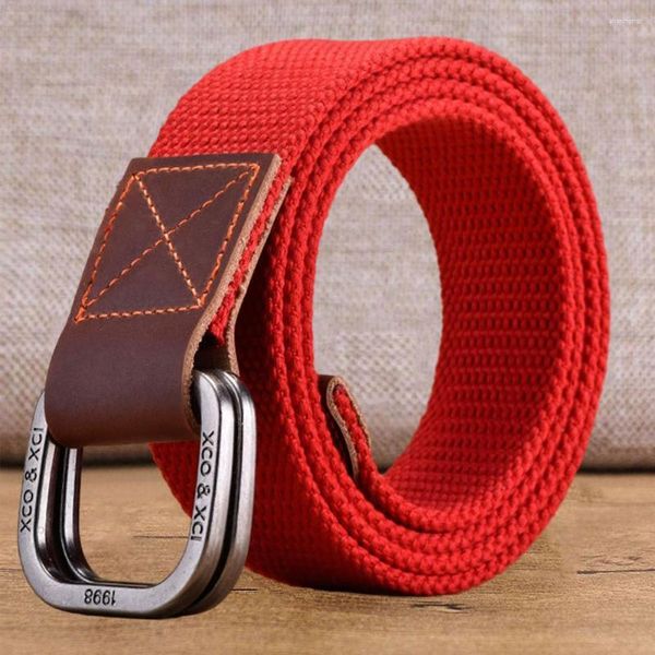 Gürtel Jugend Cargo Bund Jugendliche Outdoor Sport Canvas Gürtel Für Männer Frauen Doppel Ring Schnalle Vielseitig Taille Band Jeans