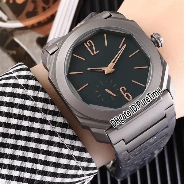 Novo Octo Finissimo 103011 Rose Gold Mark Automatic Mens Watch Titanium Steel Preto Mostrador Aço Inoxidável Relógios Esportivos Cool Pureti283p