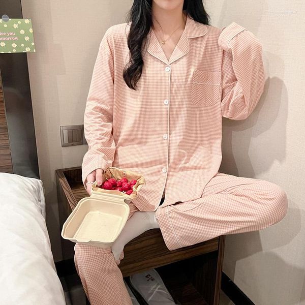 Pijama feminino estampado moda pijama estilo coreano conjunto casal fio confortável macio serviço doméstico