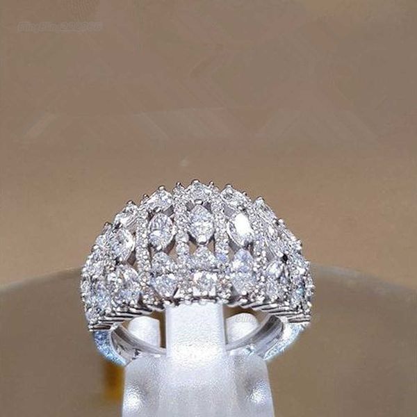 Bling Bling Vvs Moissanite Ring 100% 925 Sterling Ring Designer Style Topaz CZ Live Broadcast Luxury Stars Ring With Jewelry Women's Luxury Ring