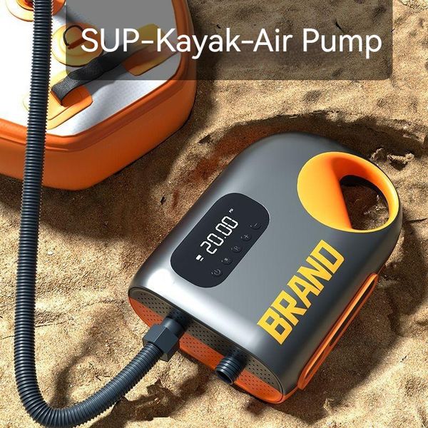 Plaj Aksesuarları 20 PSI Elektrik Hava Pompası Şişirilebilir DC SUP Sörf için Kazanabilir Şişirici Kürek Tahtası Tekne Kayak 230713