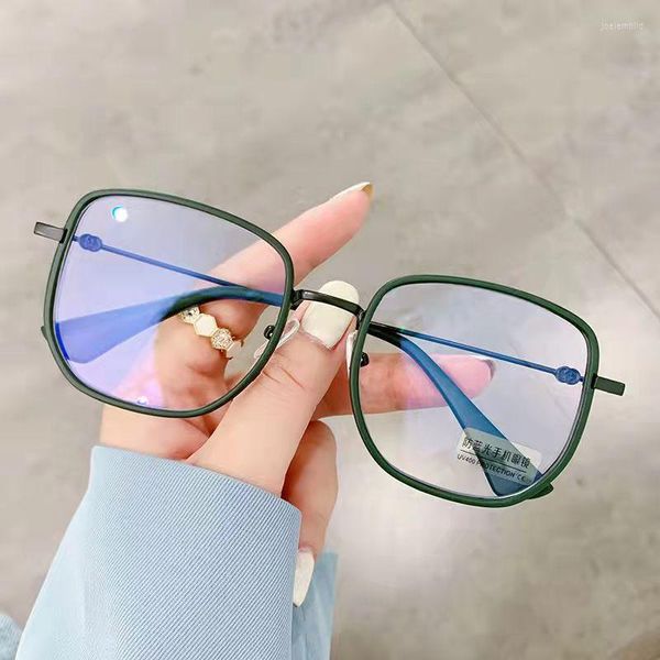 Güneş gözlüğü mat pembe karşıtı mavi ışık ışını bilgisayar gözlükleri modaya uygun moda marka tasarımcısı optik gösteri gözlük kare çerçeve
