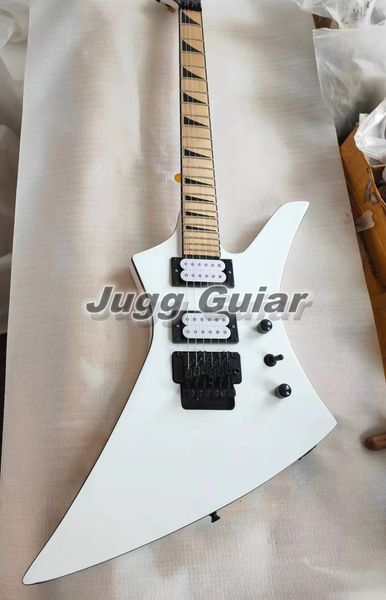 Custom Jack X KellyKEX White Electric Guitar Blakc Body Binding 24 trastes Jumbo inlays sharkfin Floyd Rose Tremolo Bridge