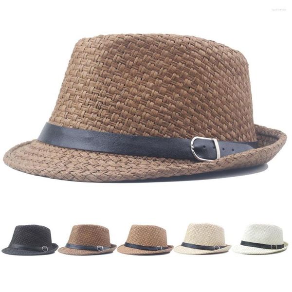 Berets Elegante Jazz Hüte Männer Retro Sommer Alter Mann Curling Sonnenhut Outdoor Stroh Kappe Atmungsaktive Panama Caps Bowler Großhandel