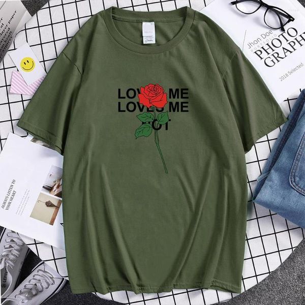 T-shirt da uomo Rose And Love Me Maglietta con stampa di alta qualità T-shirt classica in cotone Abbigliamento unico maschile Camicia morbida divertente per uomo