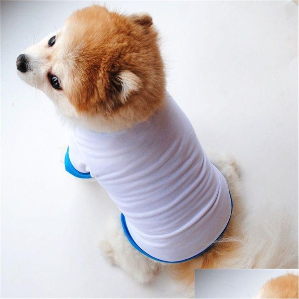 Abbigliamento per cani Sublimazione Blanks Abbigliamento Camicie bianche bianche per cuccioli Tinta unita T-shirt per cani di piccola taglia Capispalla in cotone Articoli per animali domestici 2 colori Dhfcz