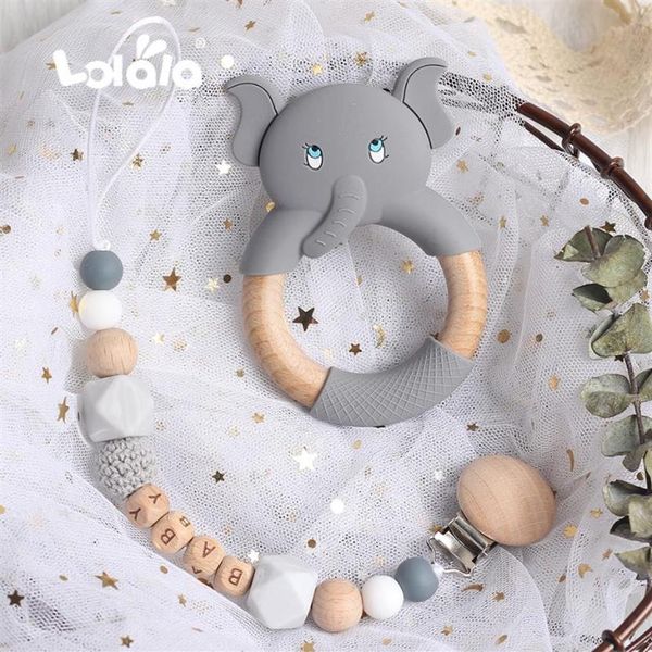 Chupeta # Elefante Silicone Pingente de Chupeta para Bebê Clipe de Chupeta com Nome Personalizado Grânulos de Faia Chupeta para Dentição Clipes para Chupetas 264h