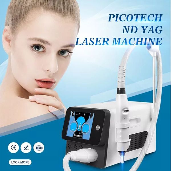 Pico Laser Pikosekunden-Maschine Akne-Behandlung Tattoo-Entfernung Hautstraffung Q-Switch Nd Yag Sommersprossen-Pigmentierungstherapie mit 4 Spitzen Facelifting-Maschine