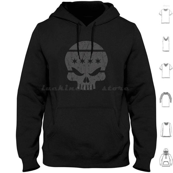 Erkek Hoodies Kafatası Yıldız Edition Uzun Kollu Süper Alt Gri Gri Grunge Sıkıntılı Cezalandırılmış Dişler