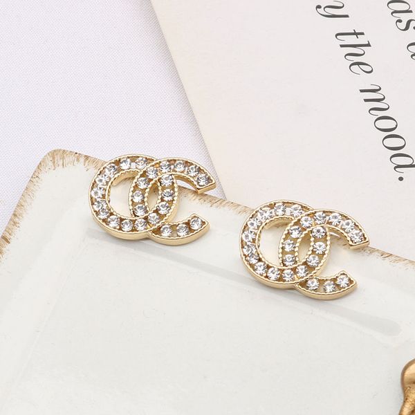 Katmanlar 18K Altın Kaplama 925 Gümüş Küpe Sağcı Çift Harfler Dungle Damla Metal Küpe Kulak Saplamaları Kadınlar İçin Düğün Partisi Jewelr Designer Stud Cüpings 19style