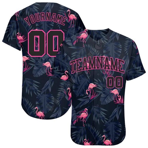 Coletes camisa de beisebol camisa nome personalizado padrão design flamingo autêntico camisa de beisebol camisa de beisebol hip hop topos