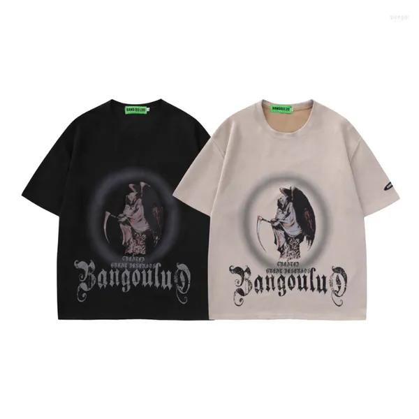 T-shirt da uomo Street Hip-Hop Dark Devil Lettere stampate T-shirt a maniche corte Alta Harajuku Top manica a cinque punte allentato casual