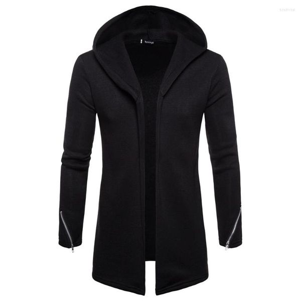 Hommes Trench Manteaux Automne Hiver Hommes Cardigan Couleur Pure Manteau À Capuche Style Européen Américain Baisse Cadeau Top Vêtements À La Mode