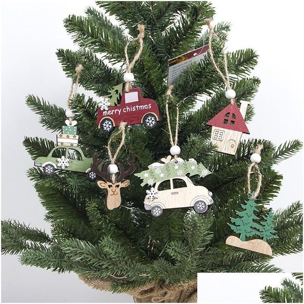 Рождественские украшения творческие деревянные украшения дерево лосей стиль автомобиля висят подвески