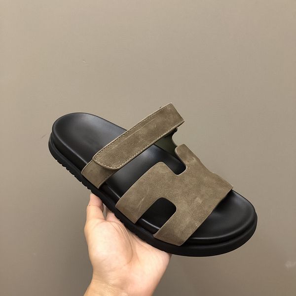 Terlik Yaz kadın sandalet yeni hookloop deri kalın taban lüks gündelik plaj ayakkabıları erkek terlik çift sandalet boyutları 35-45 +kutu