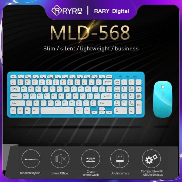 Клавиатуры Ryra Silent Wireless Keyboard и Mouse Mini Universal 2,4G Клавиатура с клавиатурой шоколадной клавиши мыши для ноутбука ПК 230715
