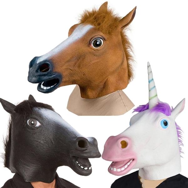 Maschere di Halloween Lattice Testa di cavallo Cosplay Costume animale Set Scherzo teatrale Puntelli pazzi per feste Set di teste Maschera per cavalli Maschere per cani e cavalli 22256k