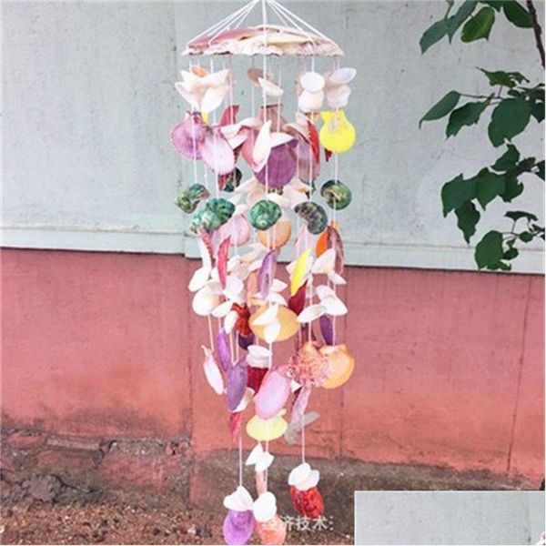 Articoli di novità Pure Natural Shell Conch Hanging Ornaments Colorf Ocean Style Wind Chime Wall Accessori per la decorazione della casa Regali per feste Dh9Pb