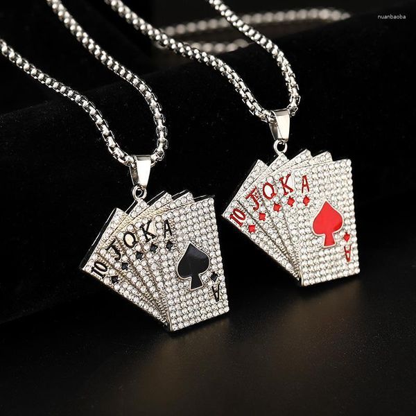 Ketten Europäische und amerikanische Hip Hop Vintage Poker Halskette Männliches sexuelles Paar Diamant Flush Anhänger Pullover Kette