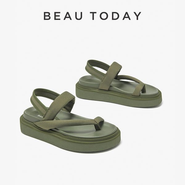 Сандальцы Beautyday Cunky Sandals Женщины Lycra Back Bess Bess Solid Color Высота шлепанцев Случайные женские туфли ручной работы 38239 230714