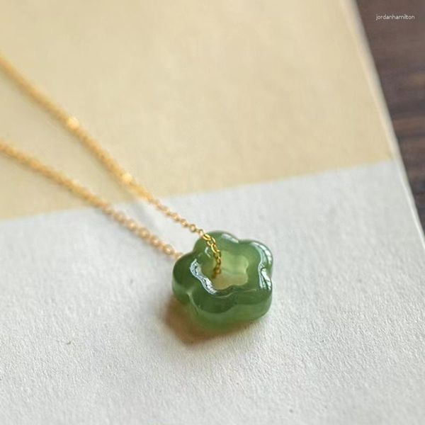 Colares com Pingente Colar de Jade Natural Jóias da Moda Simples Clavícula Delicada Gargantilha Pedras Preciosas