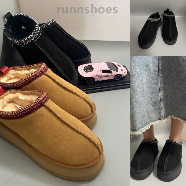 Klasik Kar Botları Tazz Avustralya Mini Tasman Slipper Platform Kabarık Katırlar Sıcak Kış Yarım Kadınlar Kürk Kürklü 4cm Lüks Ayakkabı Botları Botes Boyut 35-40