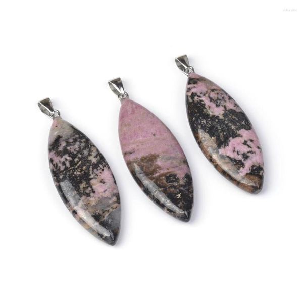 Подвесные ожерелья 3pcs/лото лошади формы глаз Kambaba Jasper Moss Agate Rose quartz Rhodonite Stone для ожерелья