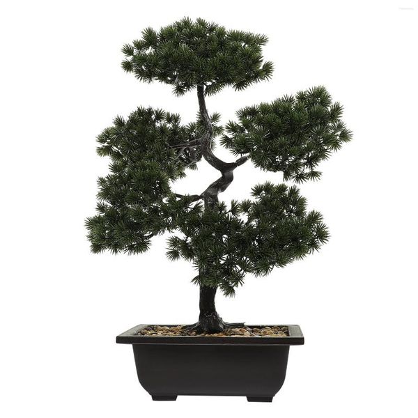 Fiori decorativi Simulazione Albero Falsi ornamenti Bonsai Piccoli vasi Vaso per piante di pino per il saluto degli ospiti