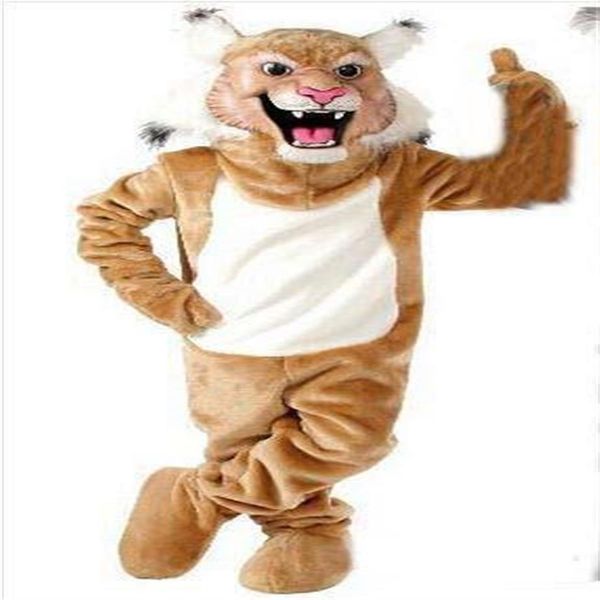 2019 Nuova professione di alta qualità Wildcat Bobcat Mascot Mascot Costumes Halloween Cartoon Adult Size Grey Tiger Fancy Party Dress238S
