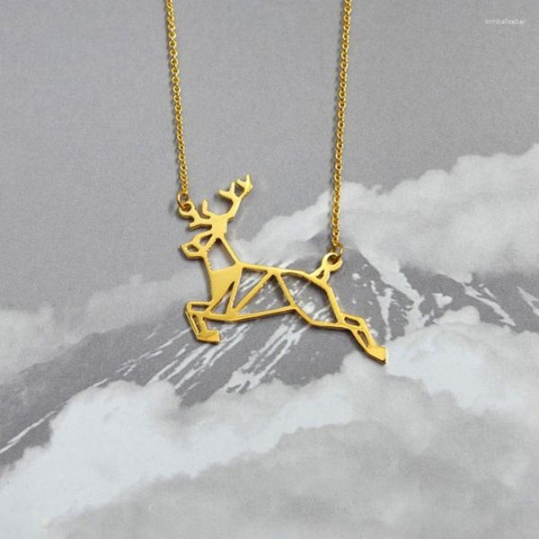 Collane con ciondolo Collana con cervo maglione Origami Animal Leape Regali di Natale placcati in oro e argento Regalo per lei