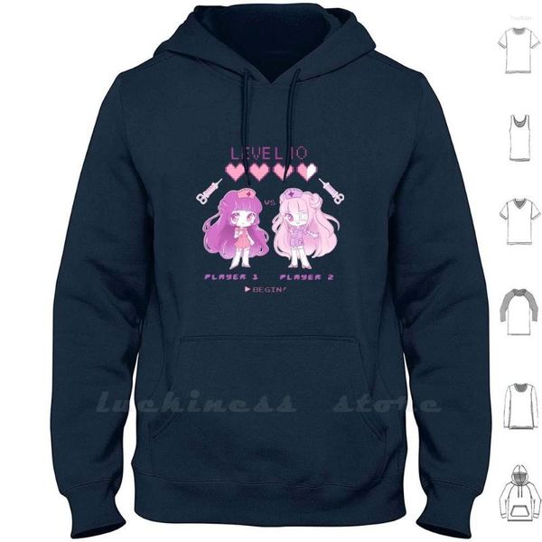 Herren Hoodies Battle Nurses Hoodie Langarm Menhera Kawaii Pastel Fairy Kei Fairykei Anime Chibi Pink