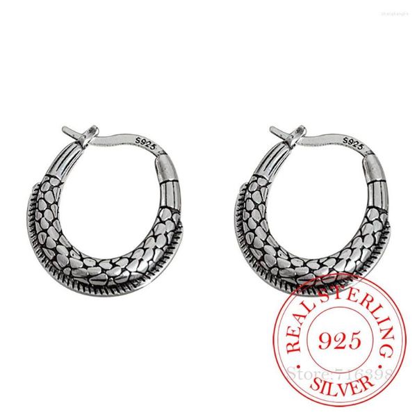 Orecchini a cerchio 925 Sterling Silver Vintage Snake Print Hip Hop per le donne 2023 Coreano Festa di nozze Regalo di gioielli Pendientes femminile