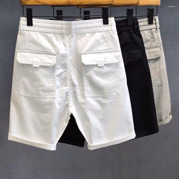 Shorts Masculino Masculino Verão Cargo Moda Casual Altura do Joelho Cor Sólida Masculino Algodão Trabalho Bermudas Chegada 2023 W84