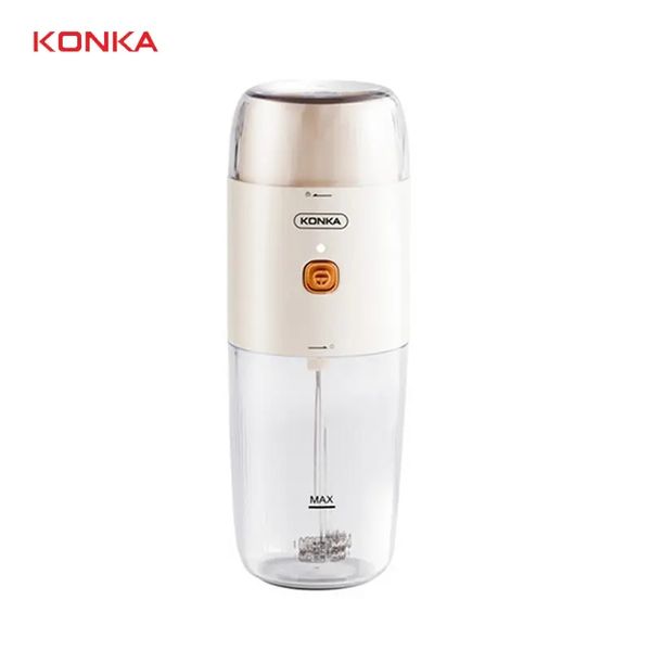 1pc, KONKA Macinacaffè portatile 3 in1 Montalatte elettrico Tazza di caffè Fagioli Frusta Ricarica USB Frusta Strumenti