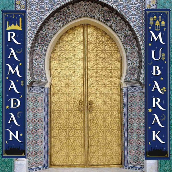 Eid Mubarak Porta Portico Banner Appeso Ghirlanda Bandiera Musulmano Islamico EID Ramadan Kareem Festive Home Decor237J
