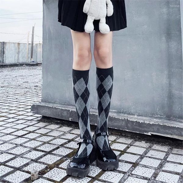 Женские носки классные японские хлопковые коленные колена высокая пледа женская девочка школьная вечеринка на улице танцевать теплые носки для капли